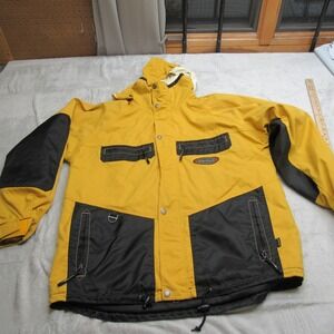 Rip Curl Trad Series Jacket Mens Large Yellow Hood Waterproof Full Zip Snowboard